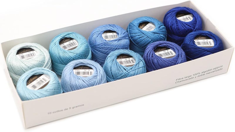 AMOHilos Size 8 Double Mercerized Egyptian Long Staple Cotton Pearl Thread Ball 5 Grams Rainbow Color Embroidery Thread 10 Colors per Box for Crochet Hardanger Cross Stitch Hand Embroidery (Set M) - Image 1